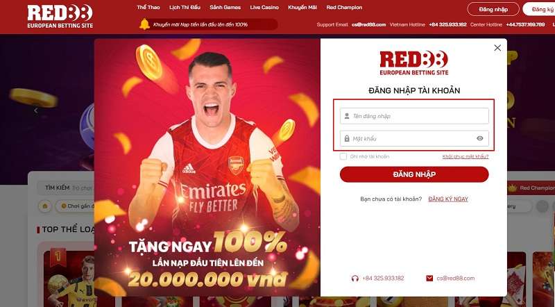 đăng nhập tài khoản red88