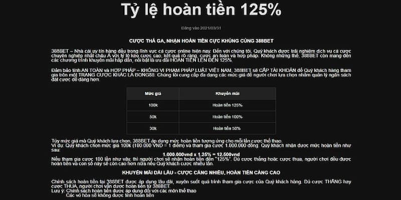 hoàn tiền cực khủng