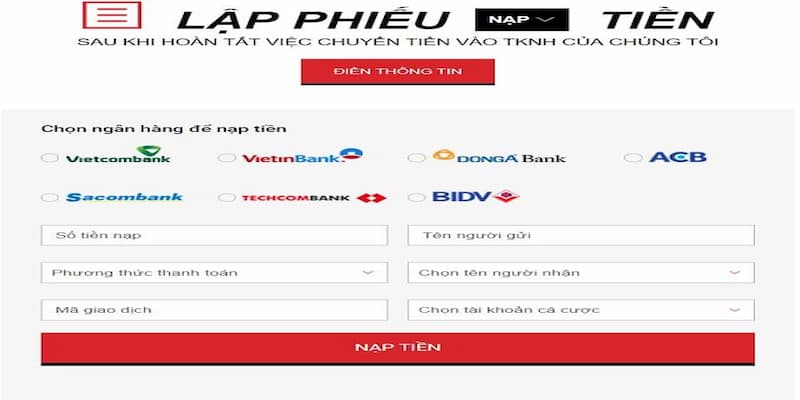 nạp tiền dễ dàng