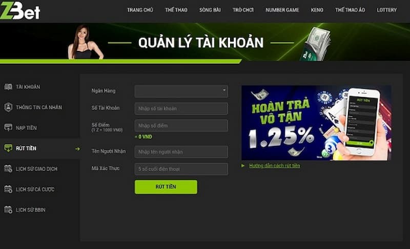 rút tiền zbet